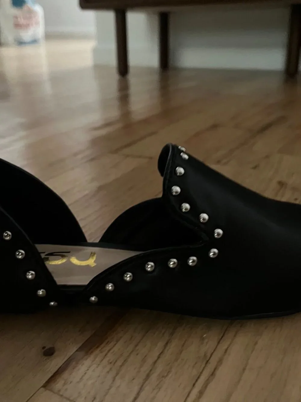 Black Studded Leather Loafers